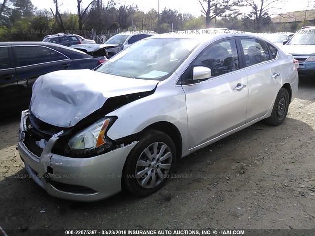 3N1AB7AP6EY223503 - 2014 NISSAN SENTRA S/SV/SR/SL SILVER photo 2