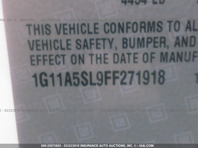 1G11A5SL9FF271918 - 2015 CHEVROLET MALIBU LS WHITE photo 9