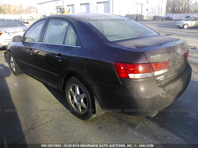 5NPEU46F26H124585 - 2006 HYUNDAI SONATA GLS/LX BURGUNDY photo 3