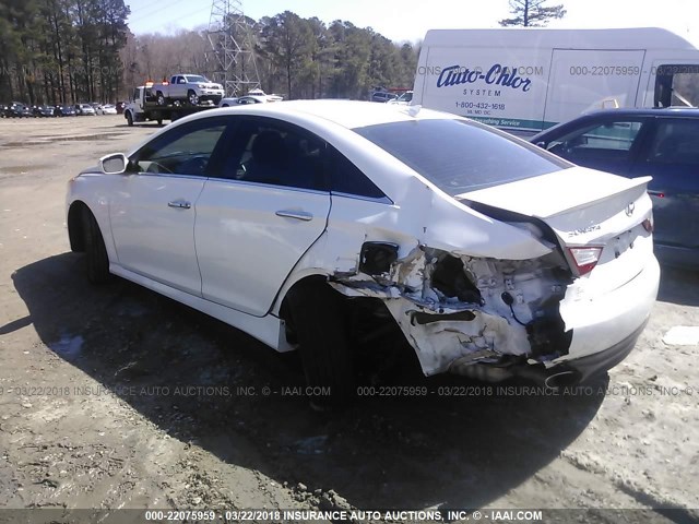 5NPEC4AB9EH899312 - 2014 HYUNDAI SONATA SE/LIMITED WHITE photo 3