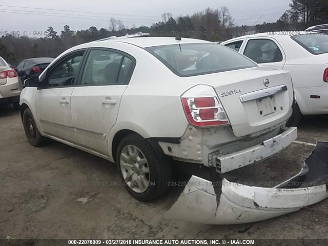 3N1AB6AP0AL649396 - 2010 NISSAN SENTRA 2.0/2.0S/SR/2.0SL WHITE photo 3