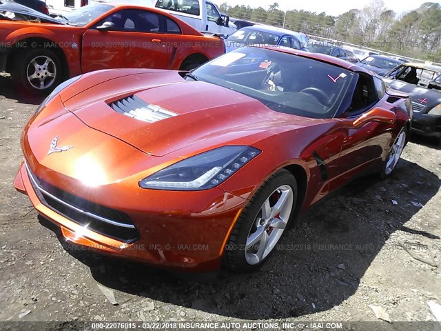 1G1YA2D76F5115323 - 2015 CHEVROLET CORVETTE STINGRAY/1LT ORANGE photo 2