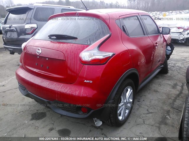 JN8AF5MV7FT564925 - 2015 NISSAN JUKE S/SV/SL/NISMO RED photo 4