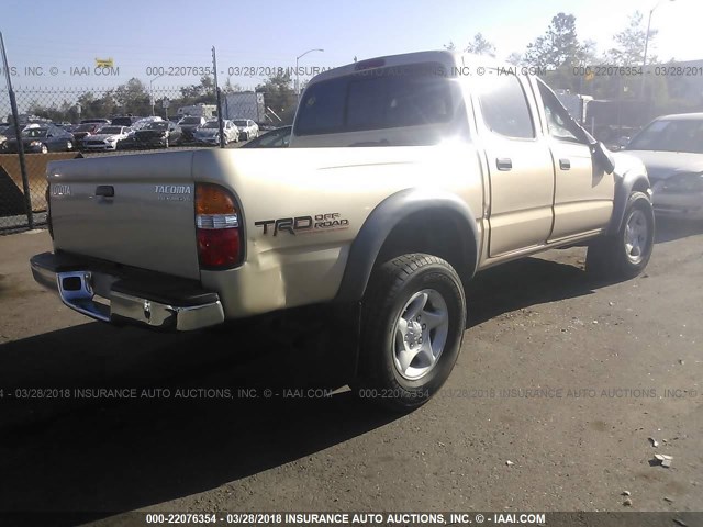 5TEGN92NX3Z165197 - 2003 TOYOTA TACOMA DOUBLE CAB PRERUNNER GOLD photo 4