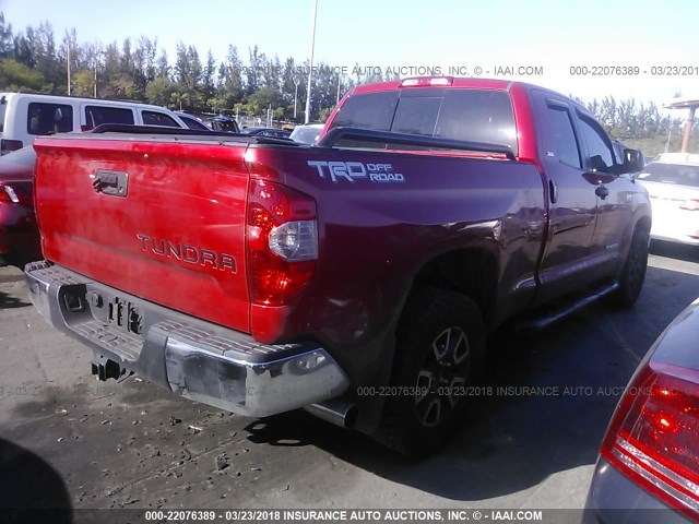 5TFRY5F10EX162173 - 2014 TOYOTA TUNDRA DOUBLE CAB SR/SR5 RED photo 4