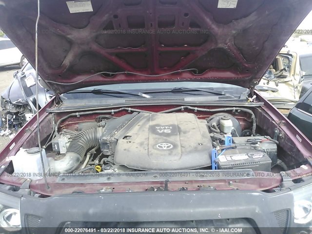 5TETU62N26Z213148 - 2006 TOYOTA TACOMA PRERUNNER ACCESS CAB RED photo 10