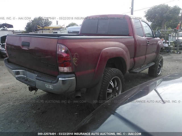 5TETU62N26Z213148 - 2006 TOYOTA TACOMA PRERUNNER ACCESS CAB RED photo 4