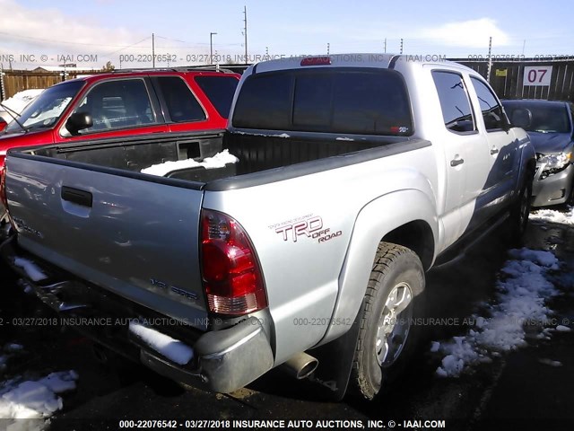 5TELU42N67Z396270 - 2007 TOYOTA TACOMA DOUBLE CAB SILVER photo 4