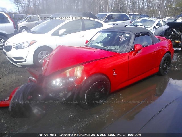 JHMAP1140YT004761 - 2000 HONDA S2000 RED photo 2