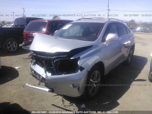 2T2BK1BA3FC316257 - 2015 LEXUS RX 350/BASE/F SPORT SILVER photo 2