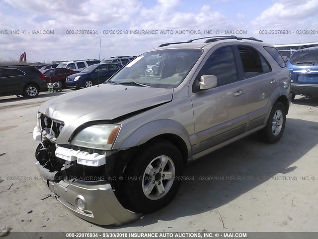 KNDJC733X55412947 - 2005 KIA SORENTO EX/LX GOLD photo 2