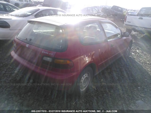 2HGEH2352RH509356 - 1994 HONDA CIVIC CX RED photo 4