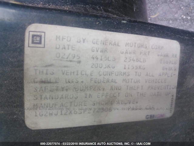 1G2WJ12X6SF272306 - 1995 PONTIAC GRAND PRIX GTP GREEN photo 9