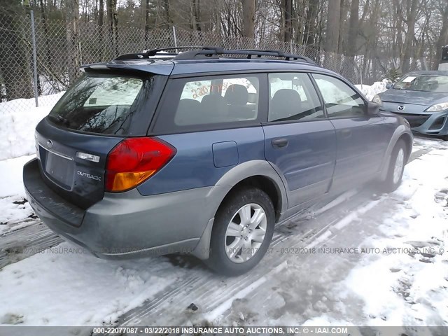 4S4BP61C357358185 - 2005 SUBARU LEGACY OUTBACK 2.5I BLUE photo 4