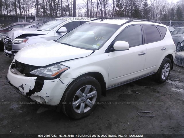 JN8AZ08W56W542465 - 2006 NISSAN MURANO SL/SE/S WHITE photo 2