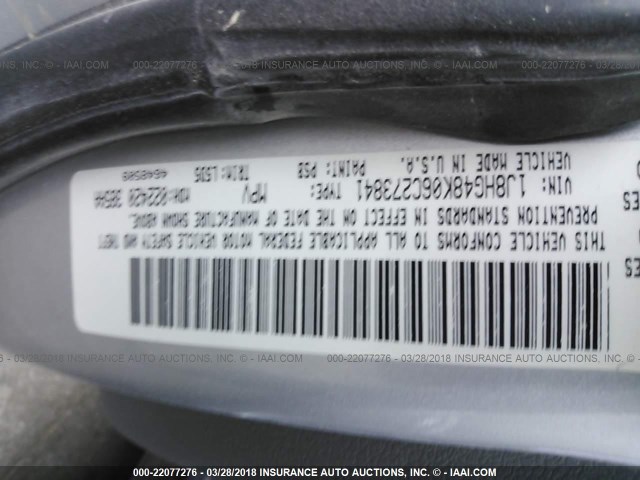 1J8HG48K06C273841 - 2006 JEEP COMMANDER SILVER photo 9