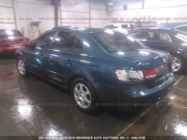 5NPEU46C86H067105 - 2006 HYUNDAI SONATA GLS/LX BLUE photo 3