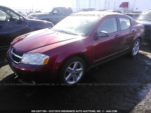 1B3LC56K68N688547 - 2008 DODGE AVENGER SXT RED photo 2