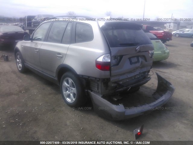 WBXPC93458WJ24205 - 2008 BMW X3 3.0SI GOLD photo 3