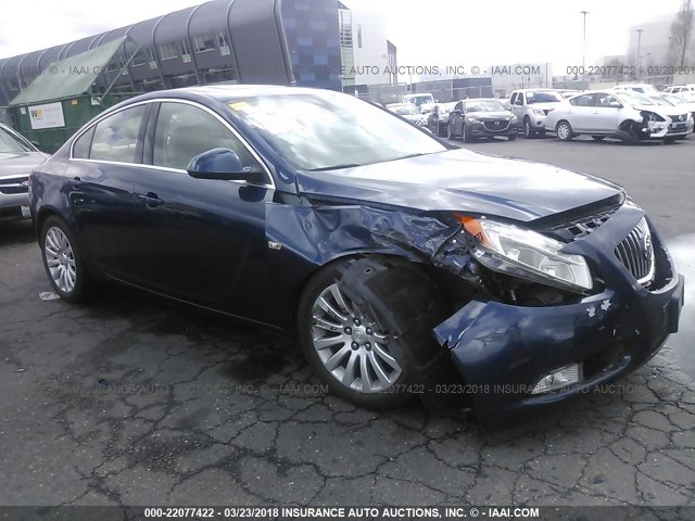 W04GT5GC7B1065082 - 2011 BUICK REGAL CXL BLUE photo 1