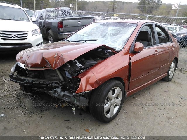 KNAFE221695024099 - 2009 KIA SPECTRA EX/LX/SX ORANGE photo 2