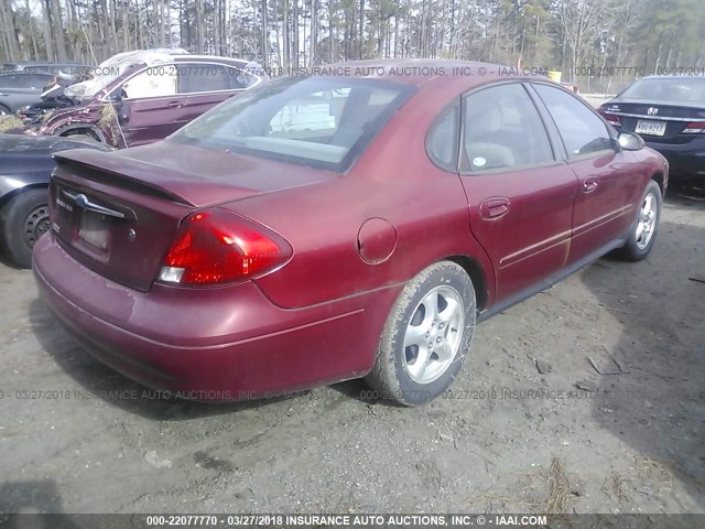 1FAFP55U12A267696 - 2002 FORD TAURUS SES MAROON photo 4