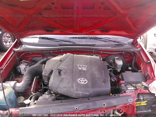 5TELU42N88Z552116 - 2008 TOYOTA TACOMA DOUBLE CAB წითელი ფოტო 10