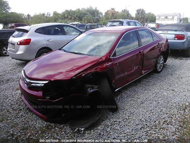 4T1BD1FK9EU108978 - 2014 TOYOTA CAMRY HYBRID/LE/XLE წითელი ფოტო 2