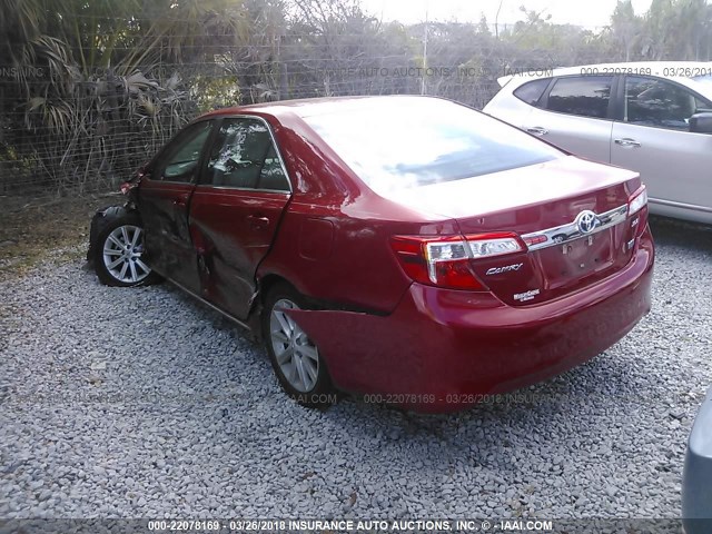 4T1BD1FK9EU108978 - 2014 TOYOTA CAMRY HYBRID/LE/XLE RED photo 3