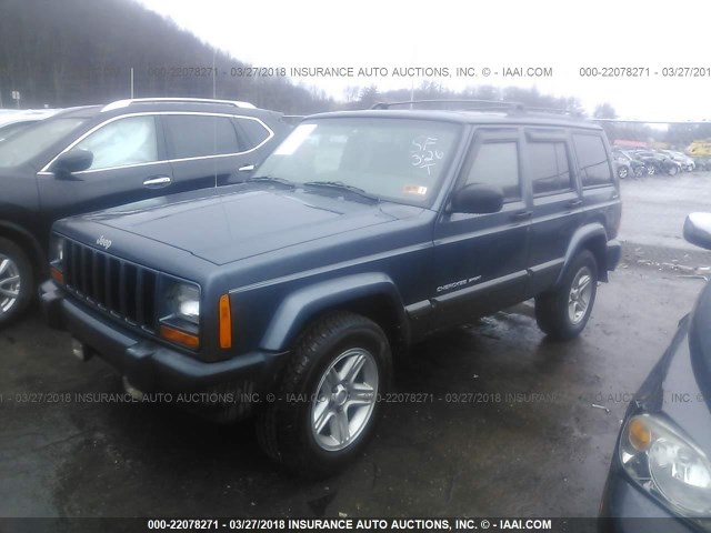 1J4FF48S01L594850 - 2001 JEEP CHEROKEE SPORT BLUE photo 2