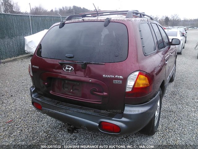 KM8SC13E04U783456 - 2004 HYUNDAI SANTA FE GLS/LX MAROON photo 6