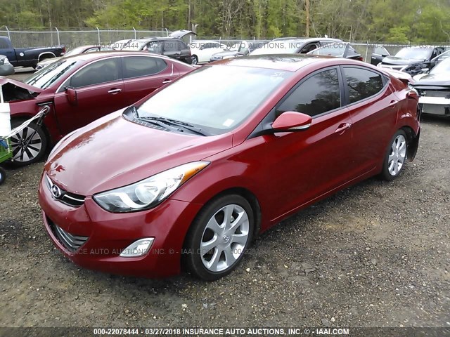 KMHDH4AE0BU165646 - 2011 HYUNDAI ELANTRA GLS/LIMITED RED photo 2