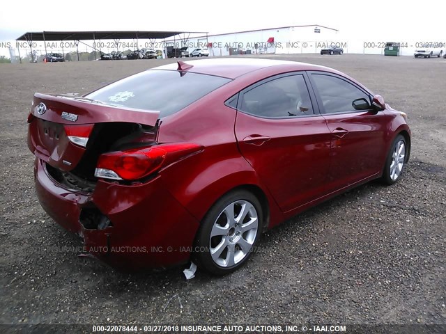 KMHDH4AE0BU165646 - 2011 HYUNDAI ELANTRA GLS/LIMITED RED photo 4