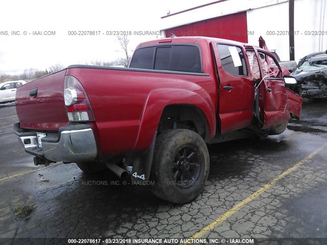3TMLU4EN1EM154377 - 2014 TOYOTA TACOMA DOUBLE CAB წითელი ფოტო 4
