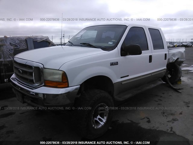 1FTNW21F8YED35539 - 2000 FORD F250 SUPER DUTY WHITE photo 2
