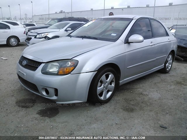 KNAFE221795022555 - 2009 KIA SPECTRA EX/LX/SX SILVER photo 2