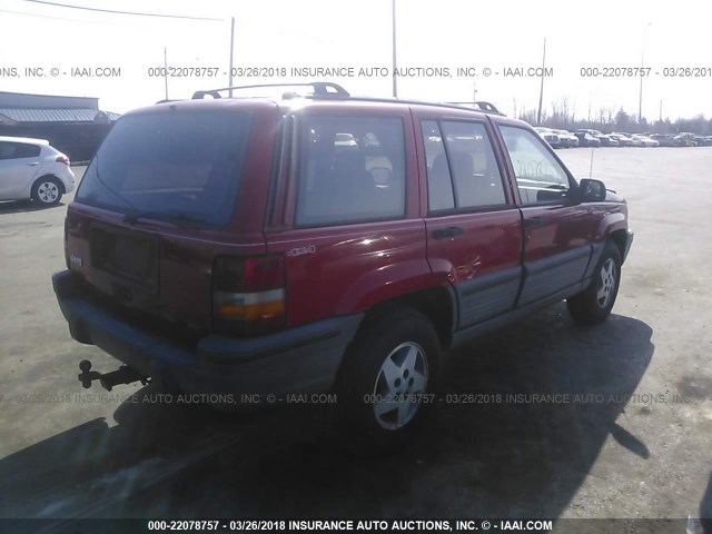 1J4GZ58SXRC274657 - 1994 JEEP GRAND CHEROKEE LAREDO RED photo 4