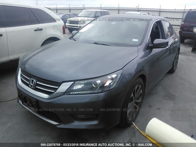 1HGCR2E53EA267378 - 2014 HONDA ACCORD SPORT GRAY photo 2