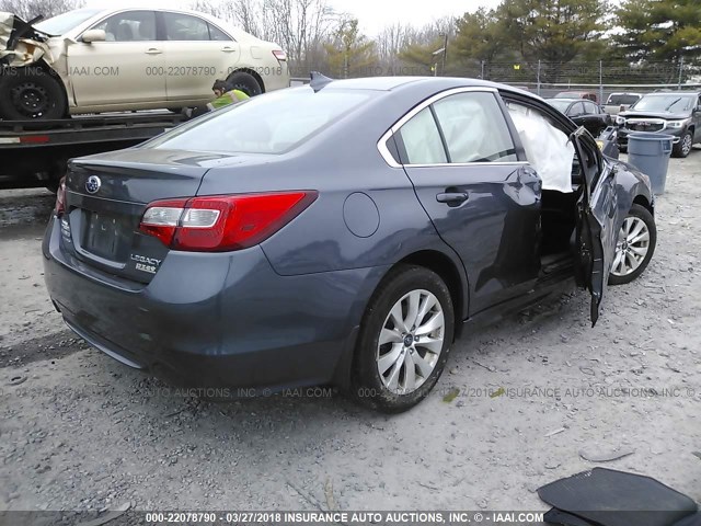 4S3BNAC65G3018793 - 2016 SUBARU LEGACY 2.5I PREMIUM BLUE photo 4