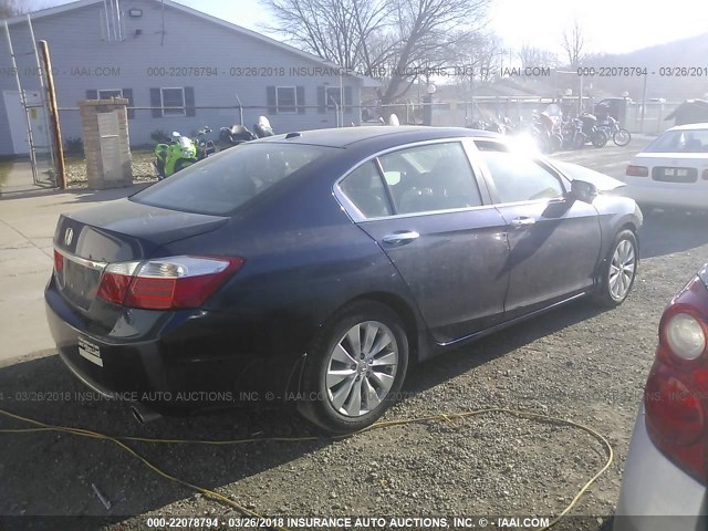 1HGCR2F80DA096158 - 2013 HONDA ACCORD EXL BLUE photo 4