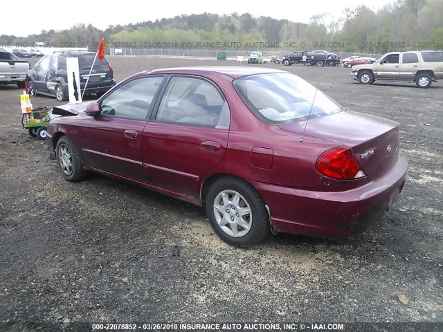 KNAFB121135272769 - 2003 KIA SPECTRA LS RED photo 3