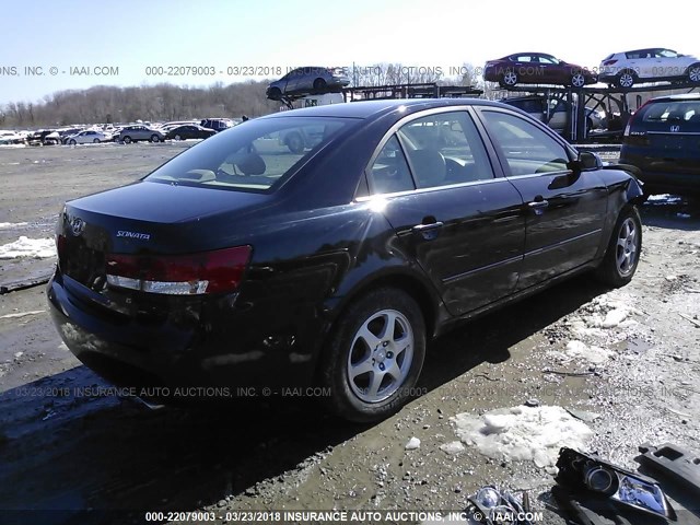 5NPEU46F76H111234 - 2006 HYUNDAI SONATA GLS/LX BLACK photo 4