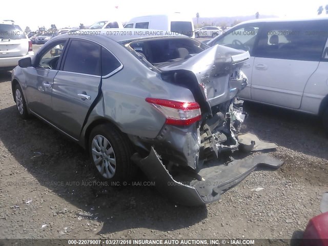 3N1AB7AP6EY230807 - 2014 NISSAN SENTRA S/SV/SR/SL GRAY photo 3