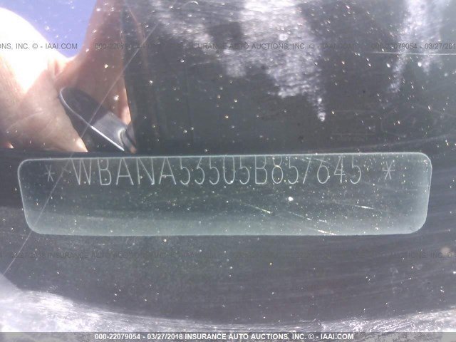 WBANA53505B857645 - 2005 BMW 525 I BLACK photo 9