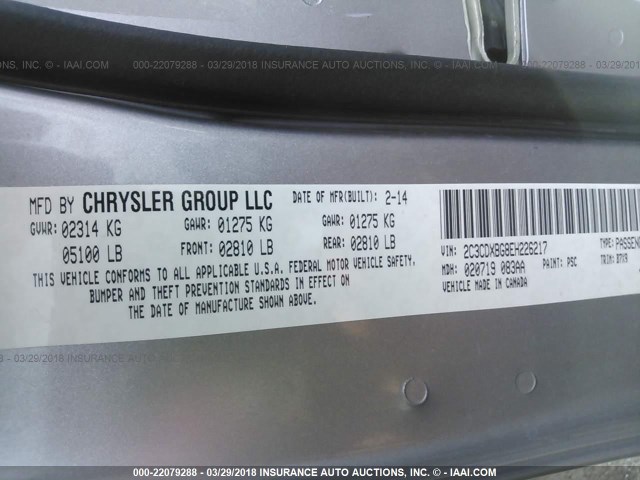 2C3CDXBG8EH226217 - 2014 DODGE CHARGER SE GRAY photo 9