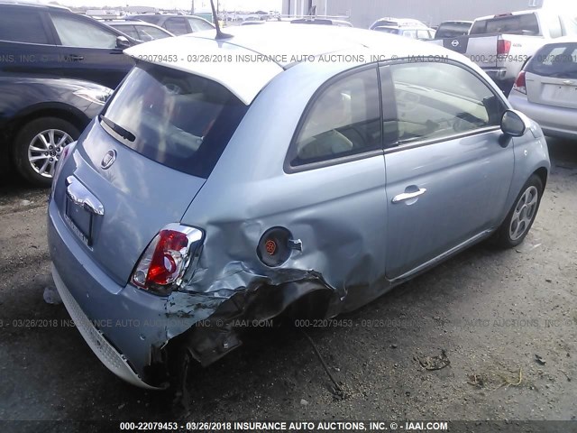 3C3CFFGE0FT541128 - 2015 FIAT 500 ELECTRIC Light Blue photo 4