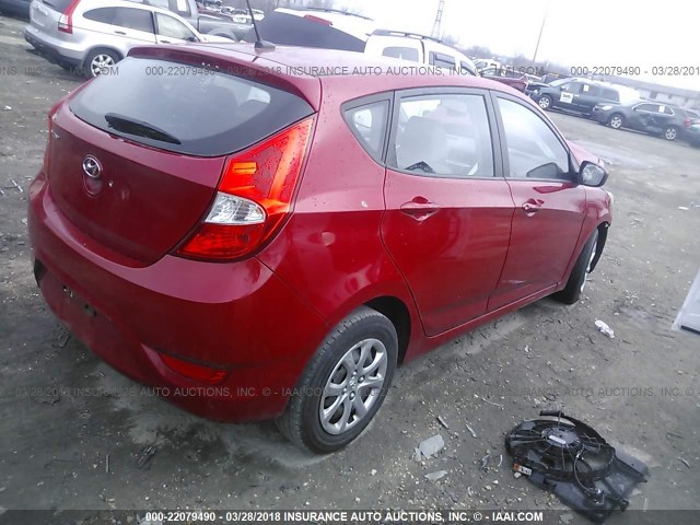 KMHCT5AE5CU014951 - 2012 HYUNDAI ACCENT GLS/GS RED photo 4