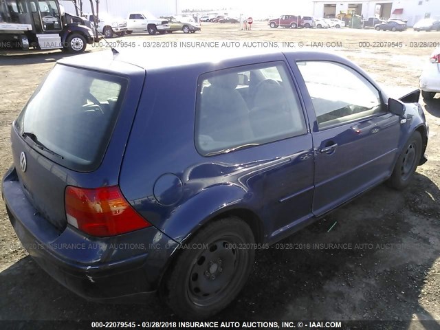 WVWBS21J81W076599 - 2001 VOLKSWAGEN GOLF GL BLUE photo 4