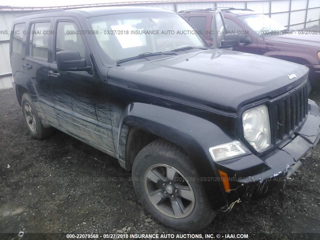 1J8GN28K28W136293 - 2008 JEEP LIBERTY SPORT BLACK photo 1