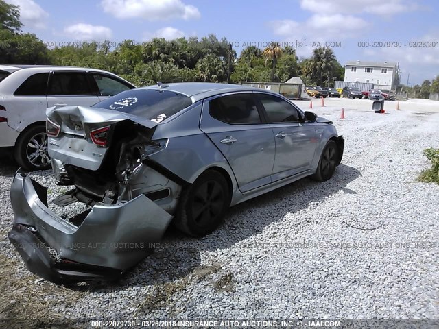 KNAGN4AD4E5073176 - 2014 KIA OPTIMA HYBRID SILVER photo 4